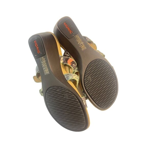 Vionic Sandals Park Radia Wedge Multi Color Snakeskin print size 9 - Picture 4 of 5